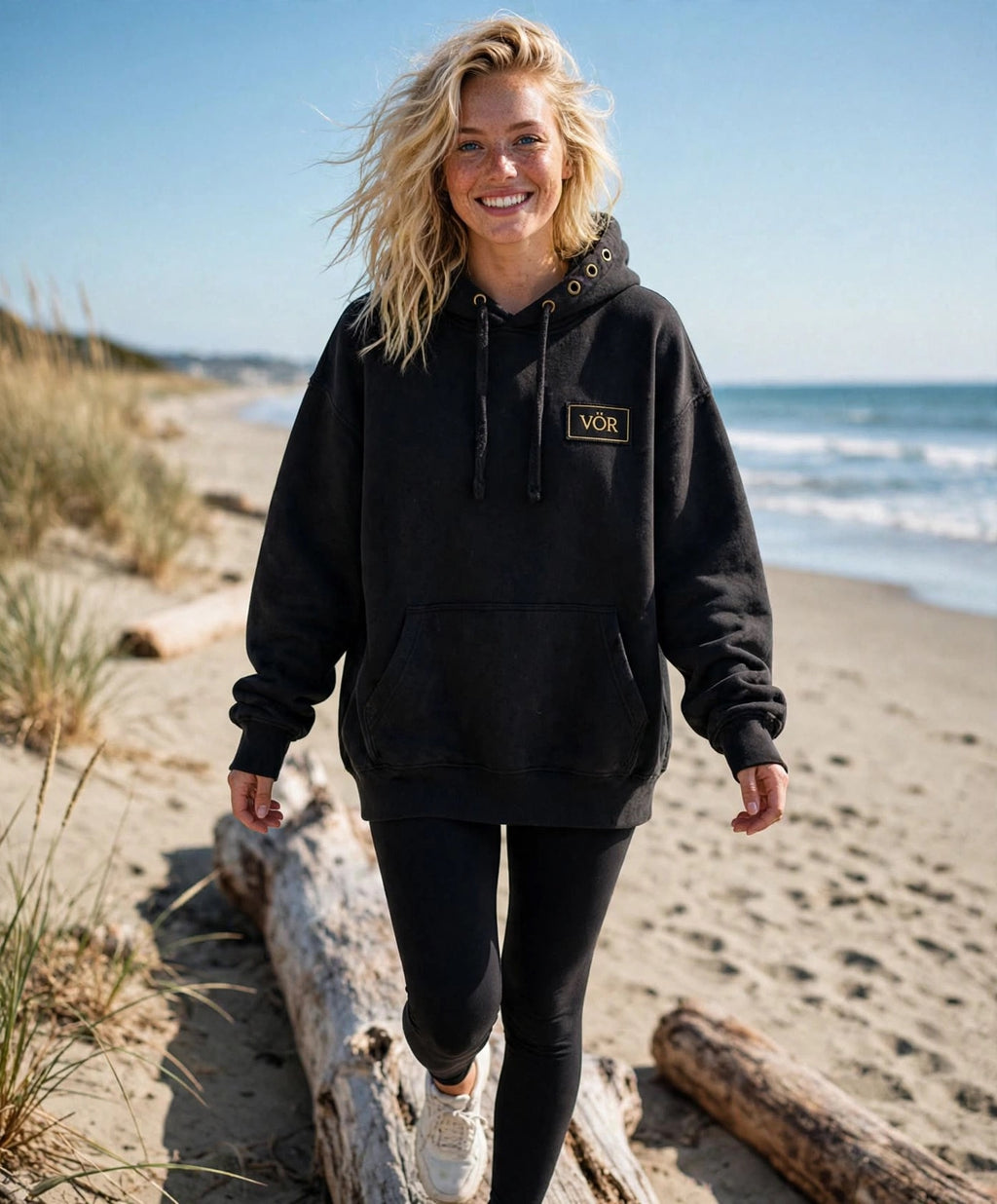 VÖR - Washed Black Hoodie - VÖR Logo