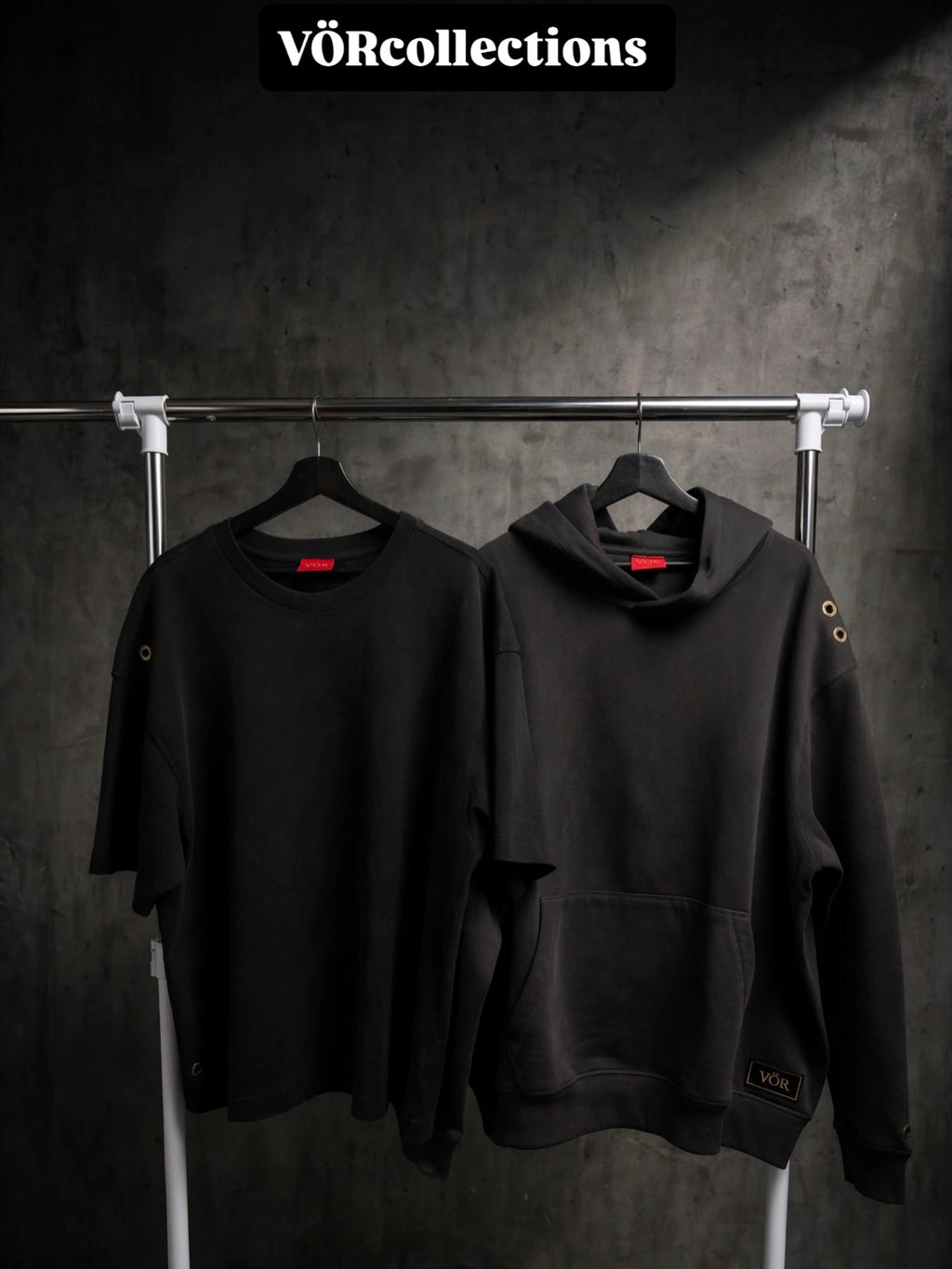 VÖR - Washed Black Hoodie - VÖR Logo