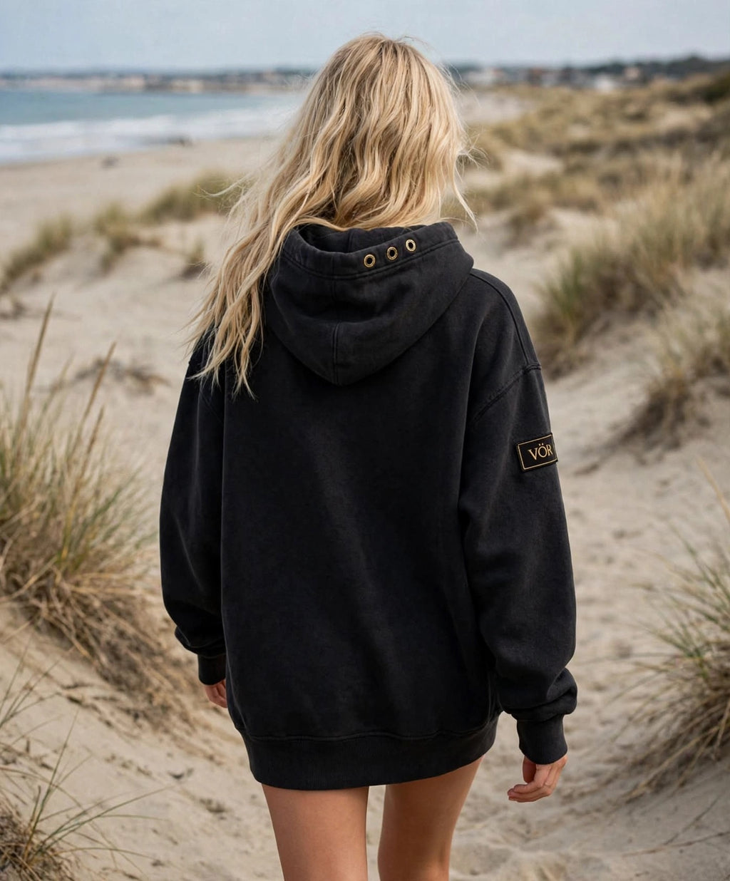 VÖR - Washed Black Hoodie - VÖR Logo