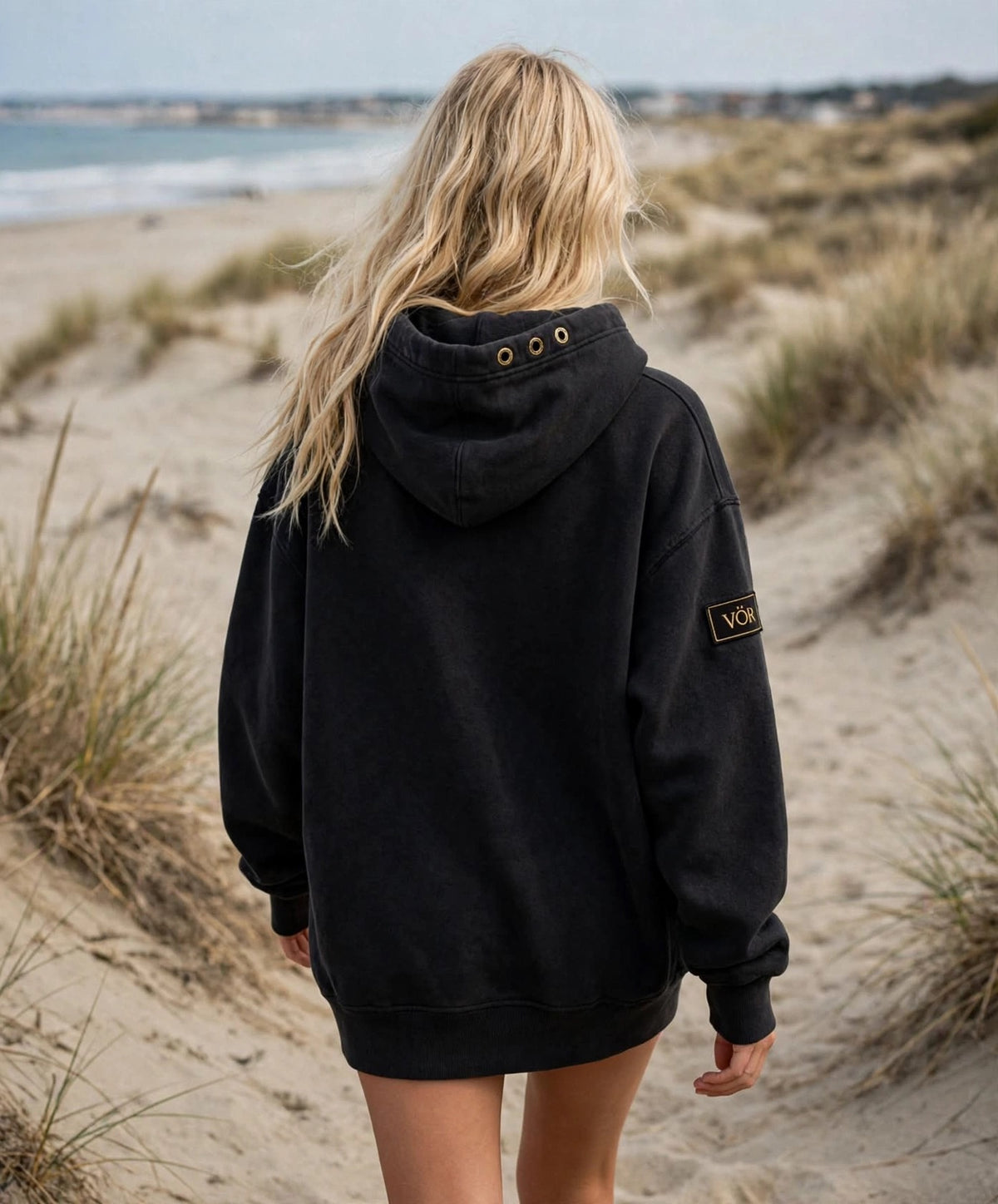 VÖR - Washed Black Hoodie - VÖR Logo
