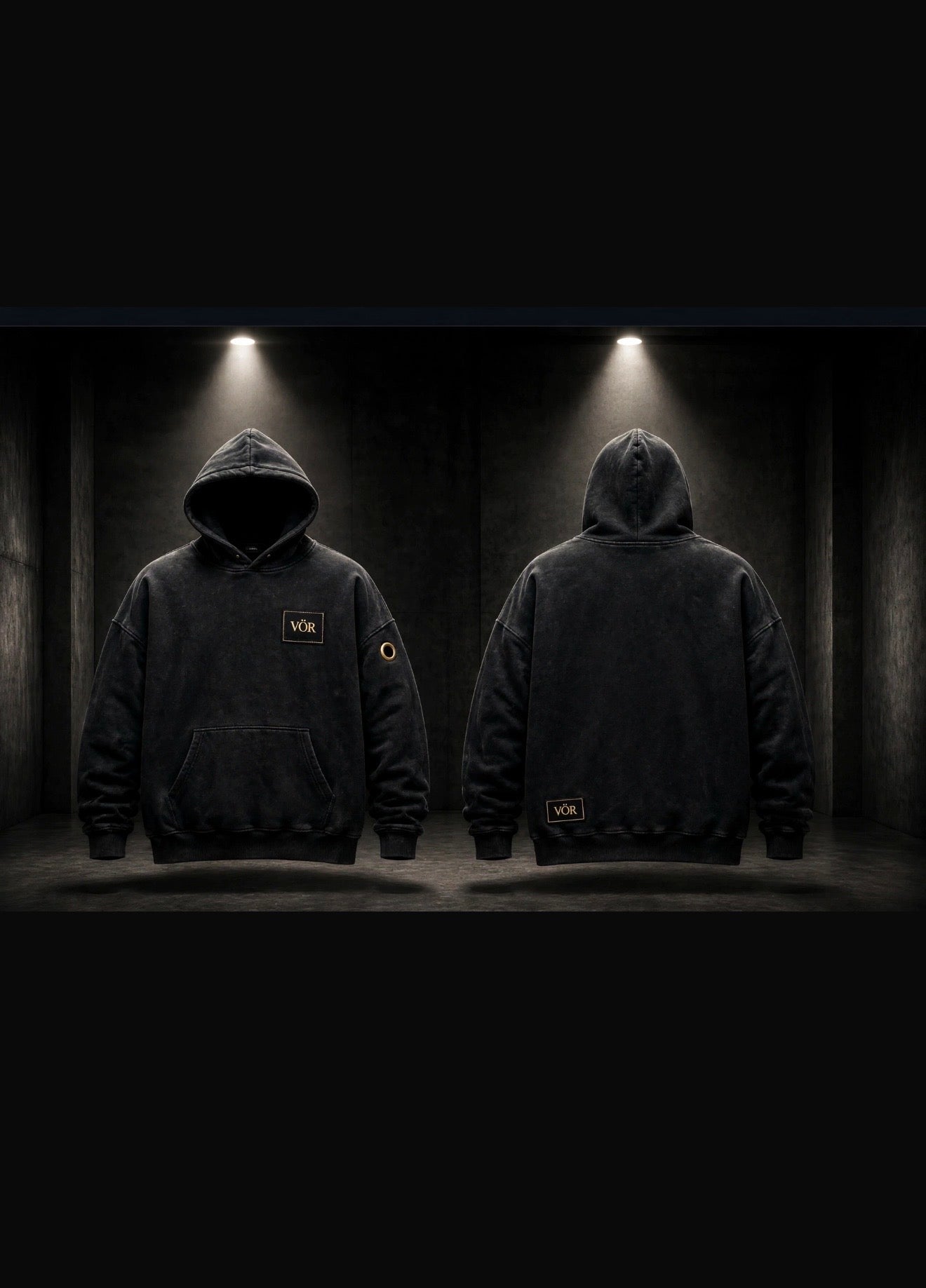 VÖR - Washed Black Hoodie - VÖR Logo