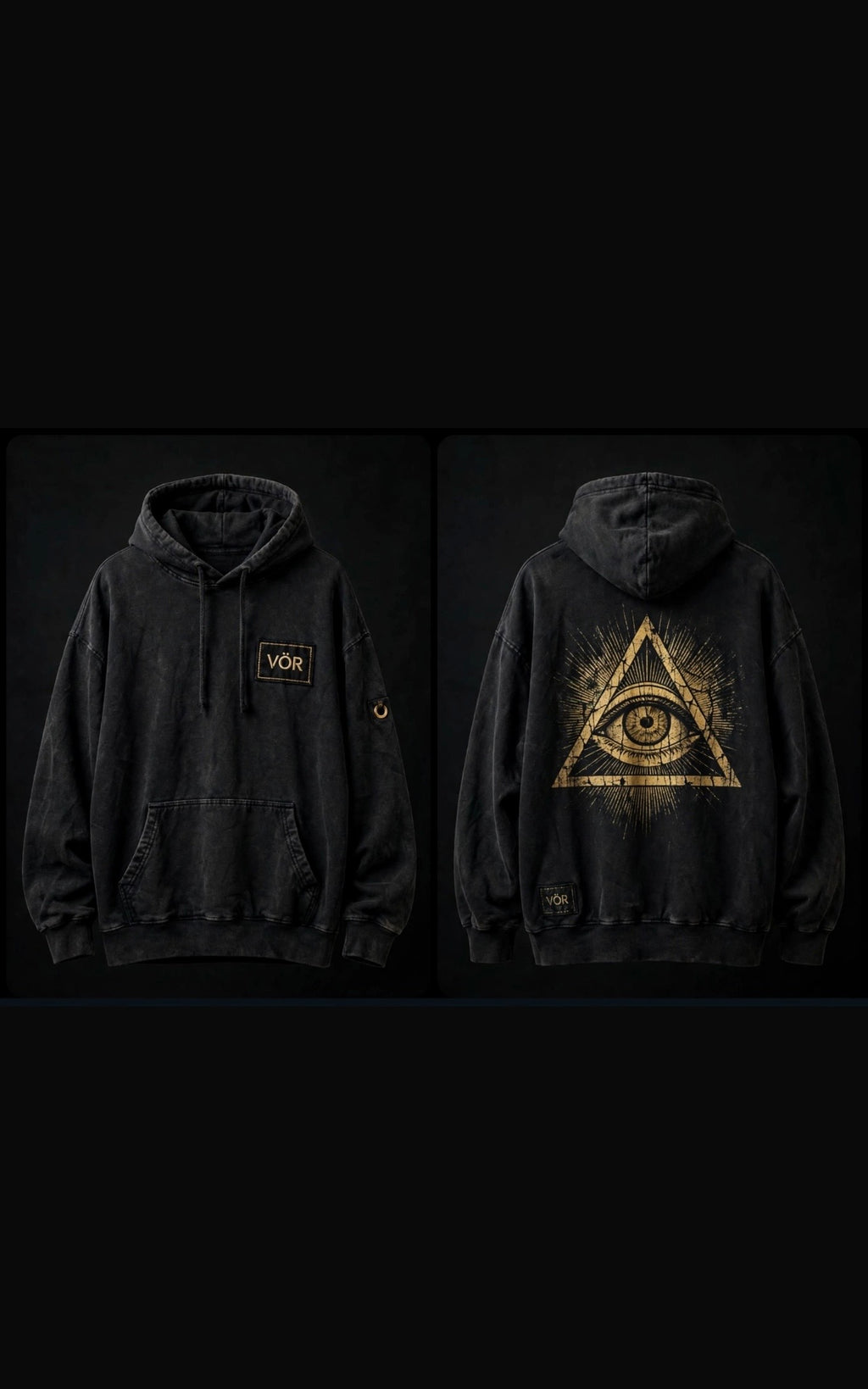 VÖR - Washed Black Hoodie - VÖR Logo