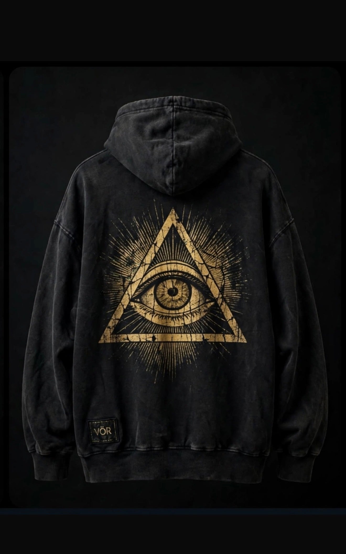 VÖR - Washed Black Hoodie - VÖR Logo