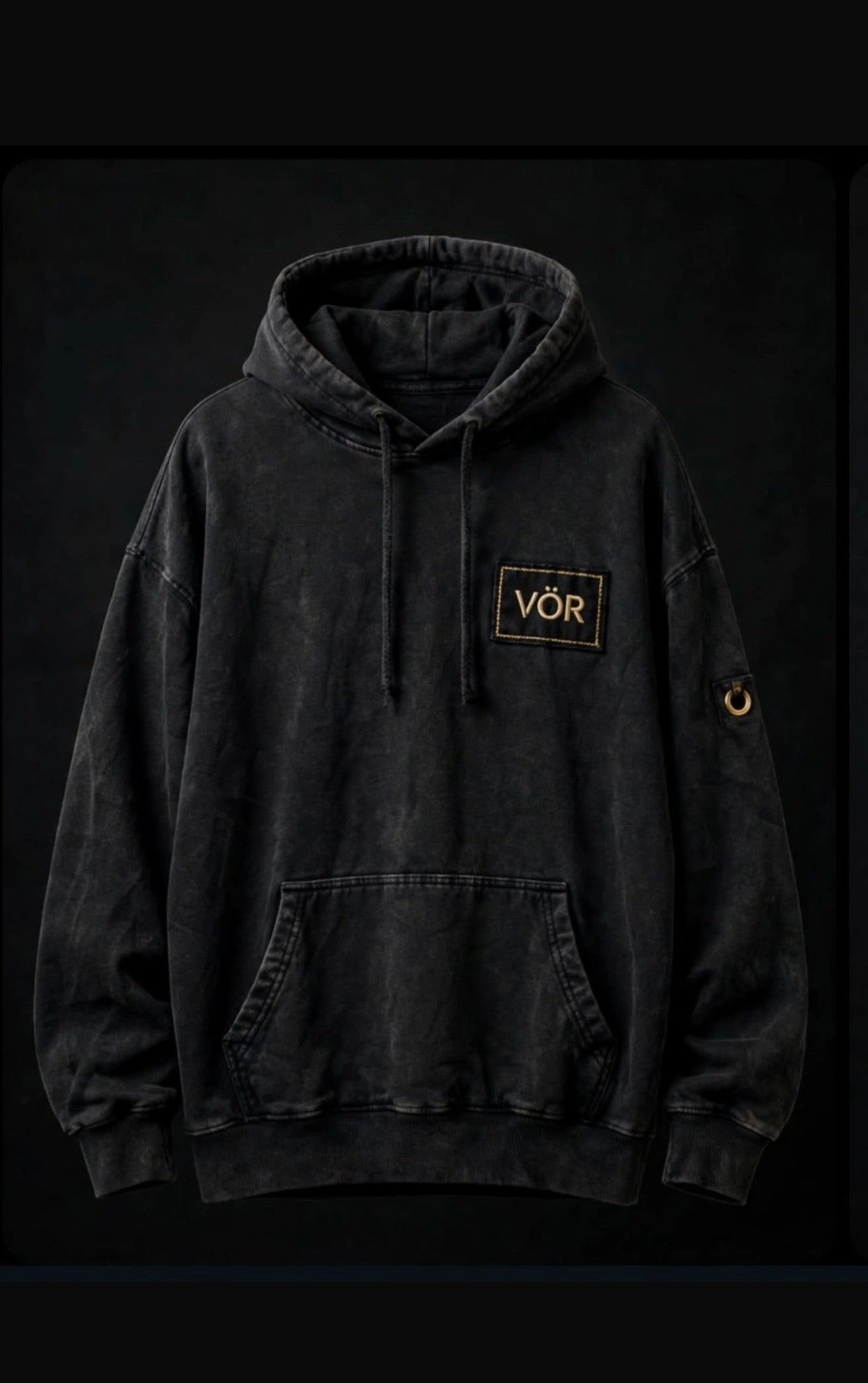 VÖR - Washed Black Hoodie - VÖR Logo
