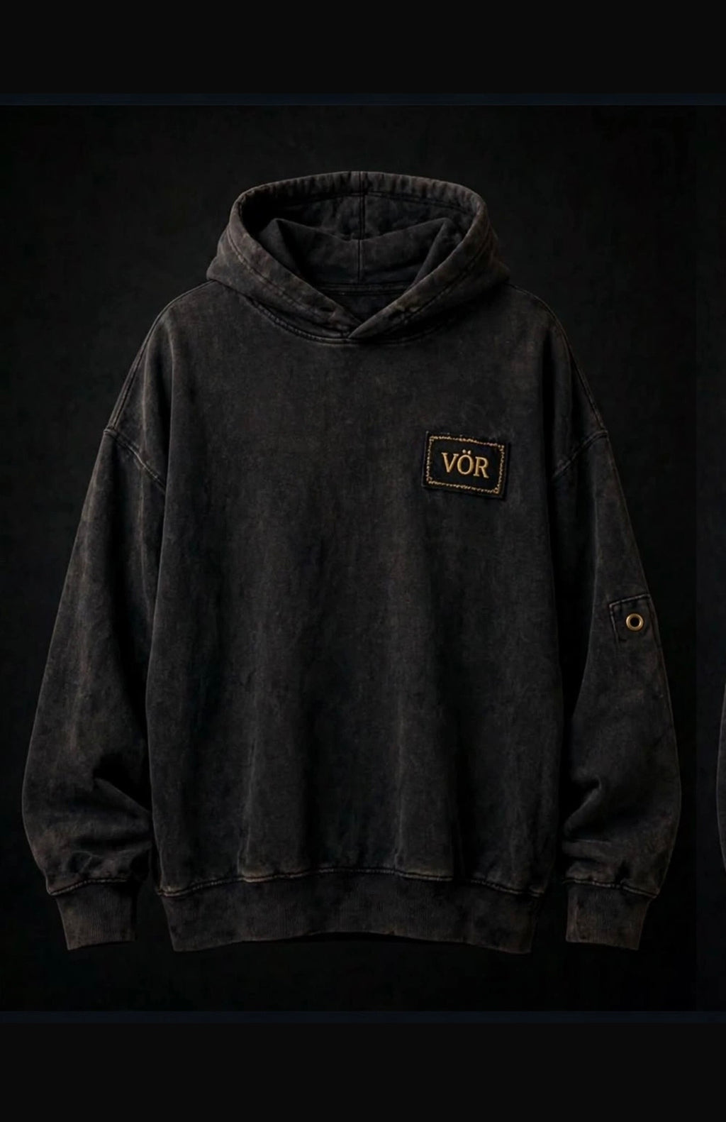 VÖR - Washed Black Hoodie - VÖR Logo