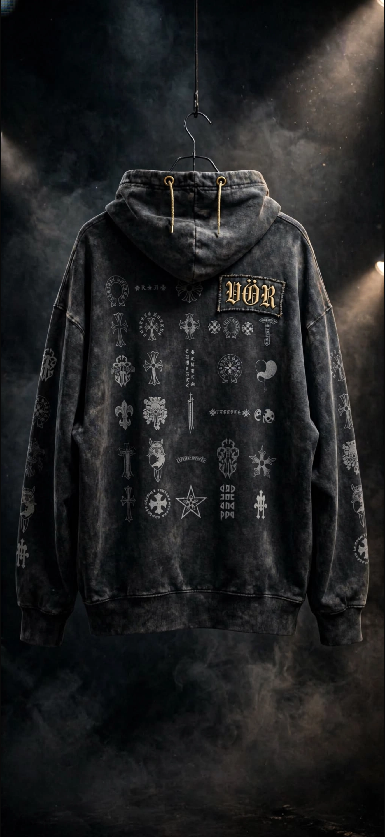 VÖR - Washed Black Hoodie - VÖR Logo