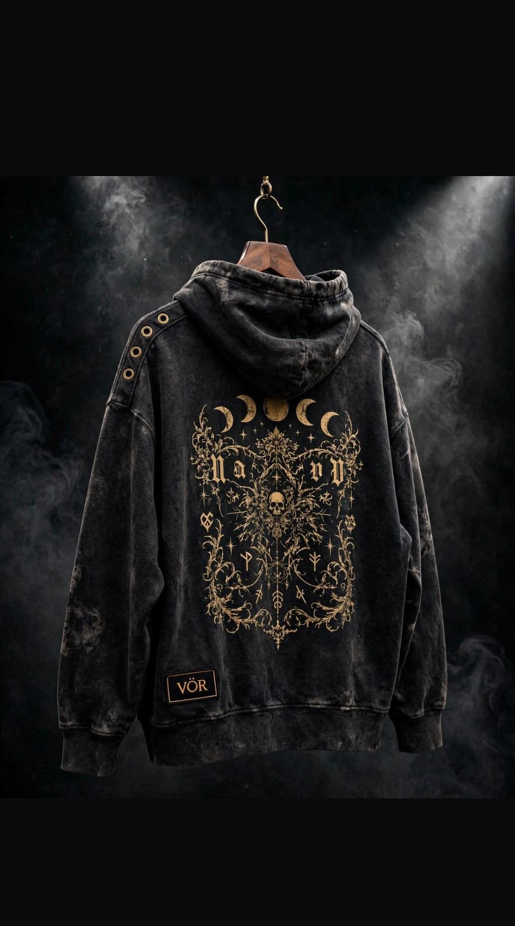 VÖR - Washed Black Hoodie - VÖR Logo