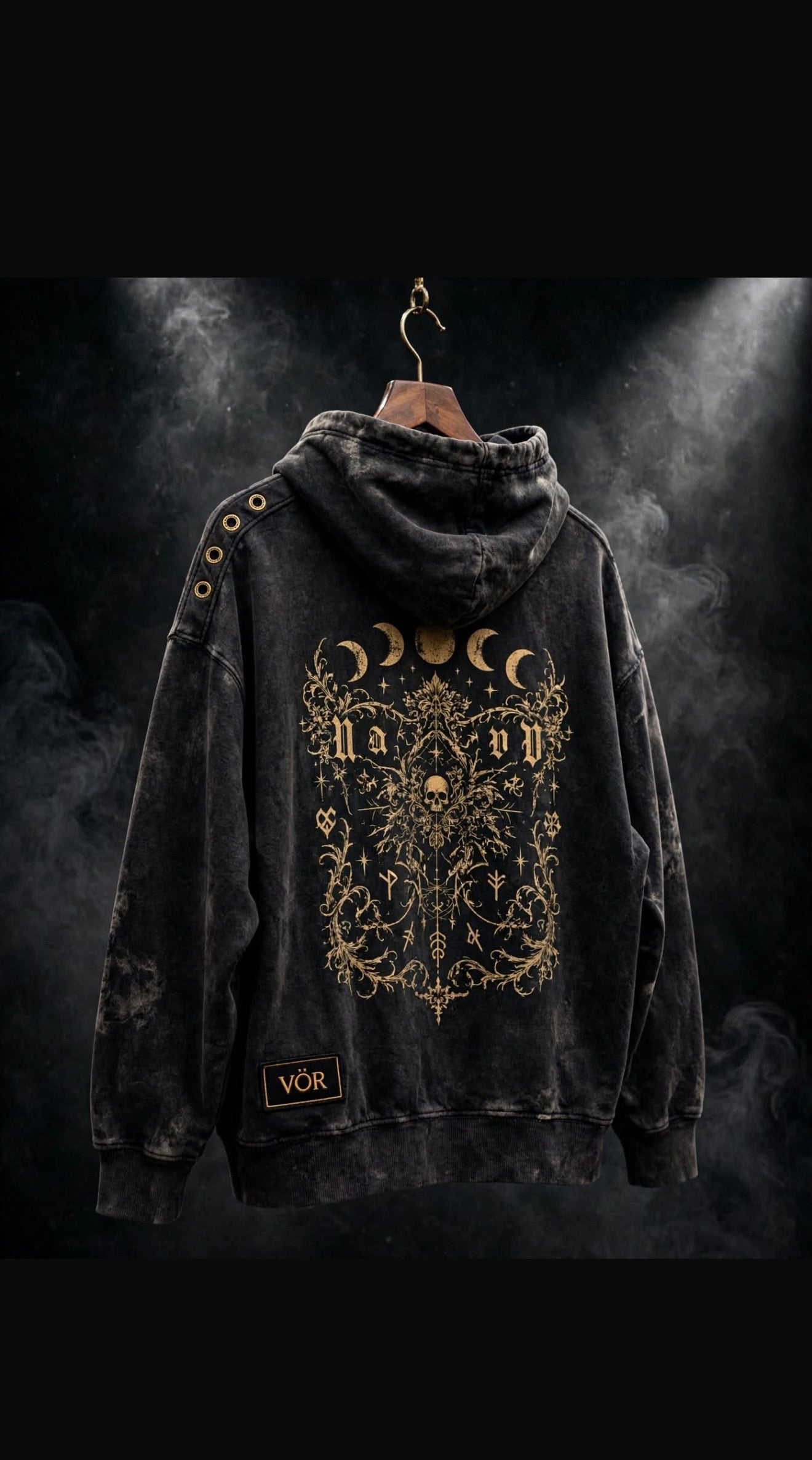 VÖR - Washed Black Hoodie - VÖR Logo