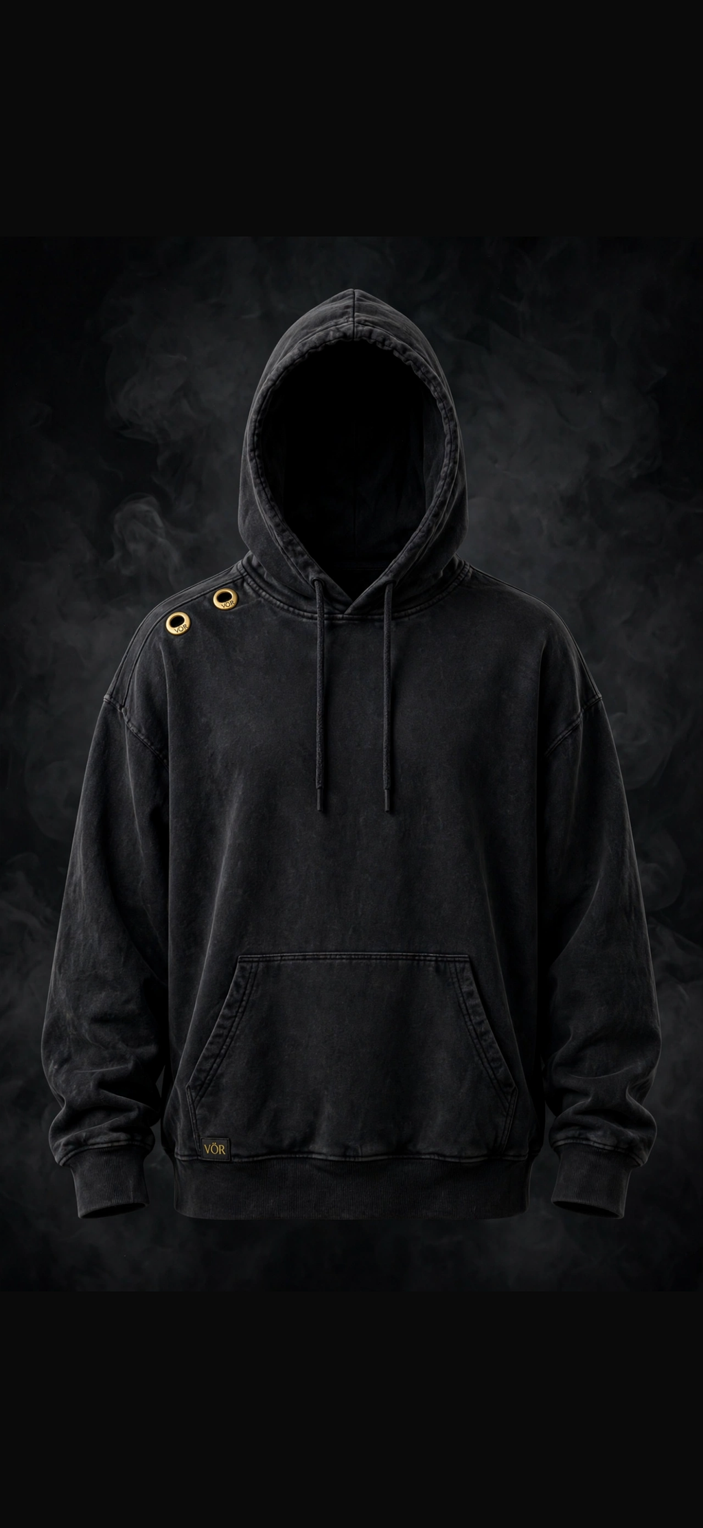 VÖR - Washed Black Hoodie - VÖR Logo