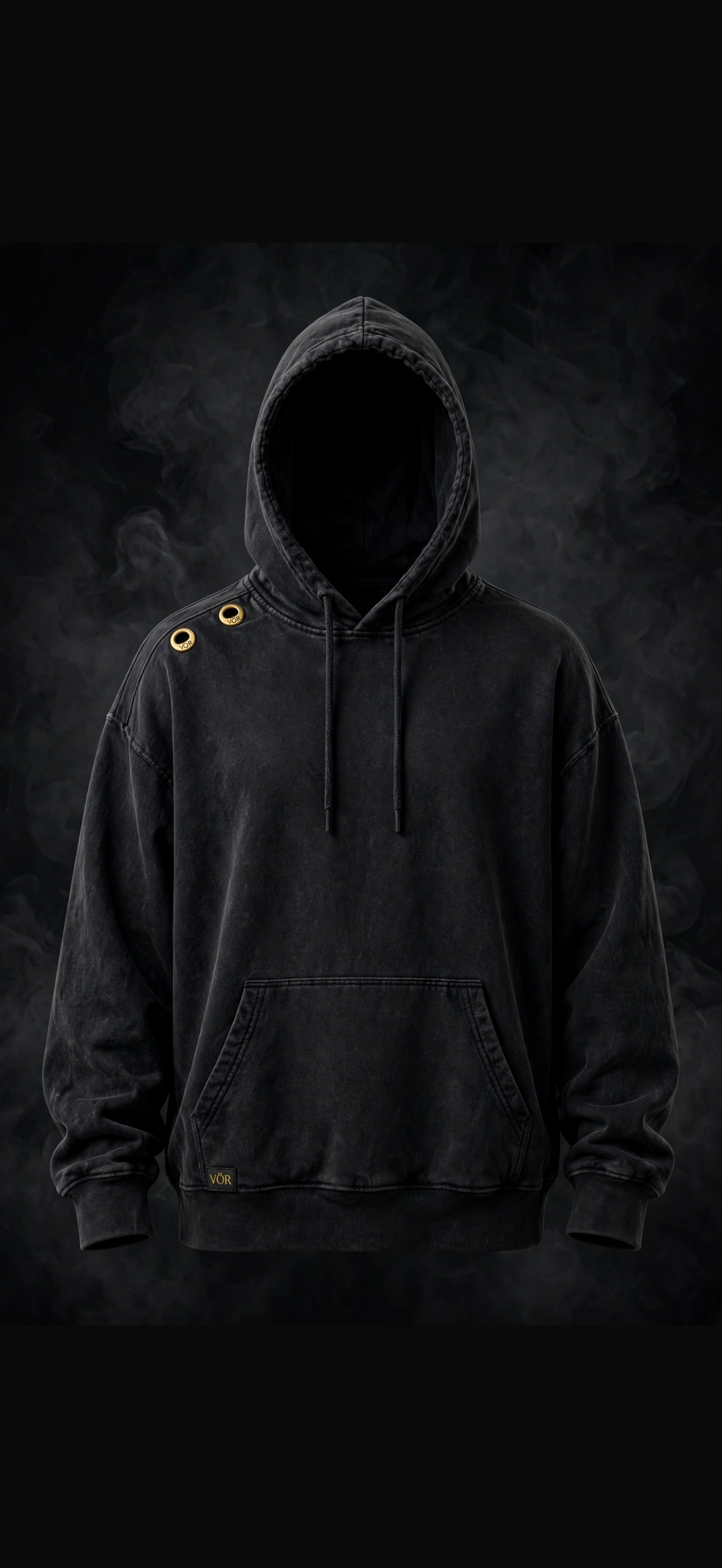 VÖR - Washed Black Hoodie - VÖR Logo