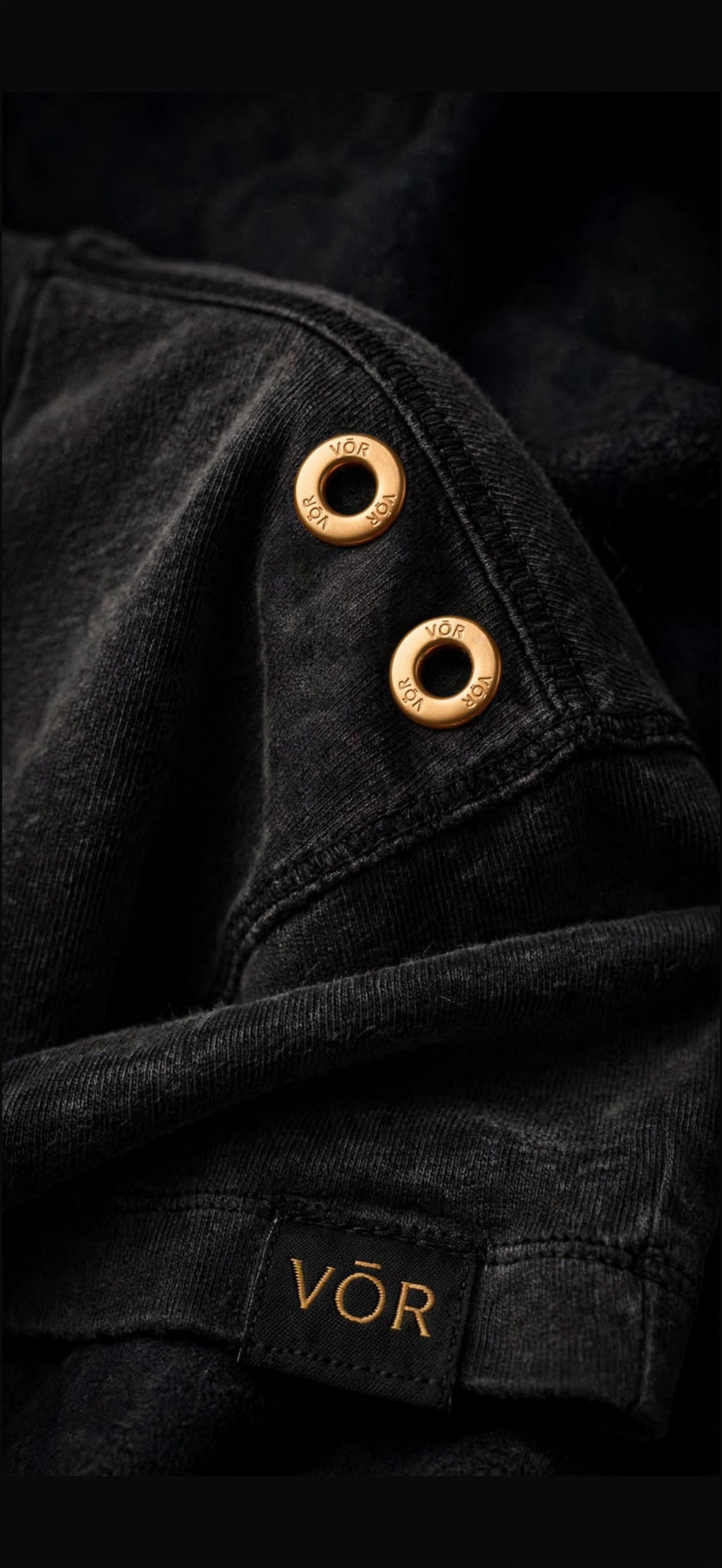 VÖR - Washed Black Hoodie - VÖR Logo