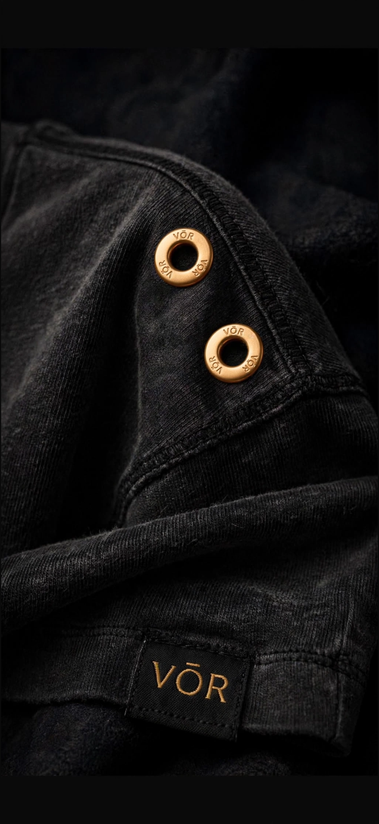 VÖR - Washed Black Hoodie - VÖR Logo